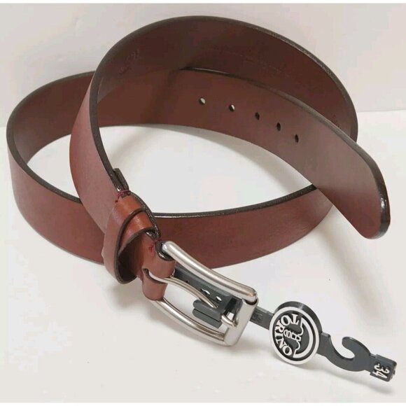 New Torino Elite 34 Brown Leather Belt European Tanned Cowhide USA Nickel Buckle - Picture 1 of 13